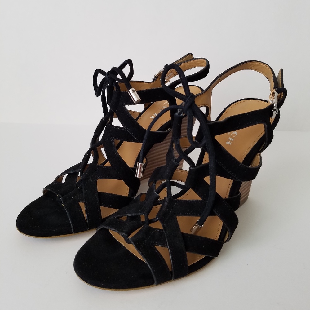 Coach Joy Black Wedge Sandal